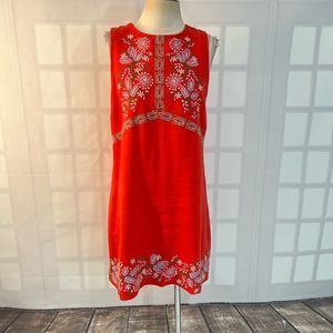 Anthropologie Red Floral Mini Dress